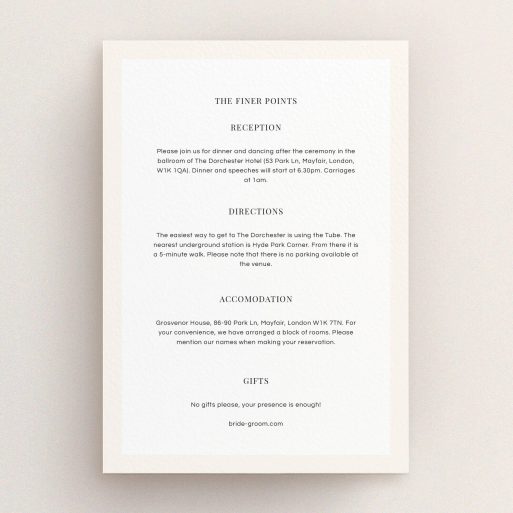 Wedding Information Sheet Design - "Roses on the corner" A wedding information sheet design named "Roses on the corner". It is an A5 card in a portrait orientation. "Roses on the corner" is available as a flat card, with mainly light pink colouring.
