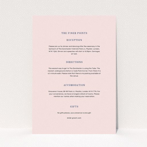 A wedding information sheet named "See you at the reception". It is an A5 card in a portrait orientation. "See you at the reception" is available as a flat card, with mainly light pink colouring.