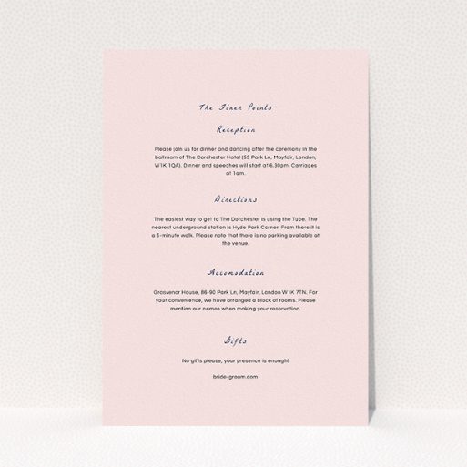 A wedding insert card called "My little daisy". It is an A5 card in a portrait orientation. "My little daisy" is available as a flat card, with mainly light pink colouring.