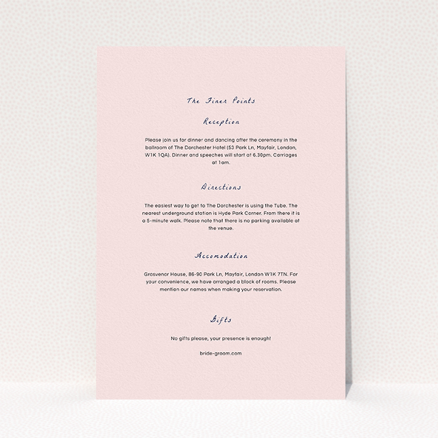 A wedding insert card called "My little daisy". It is an A5 card in a portrait orientation. "My little daisy" is available as a flat card, with mainly light pink colouring.