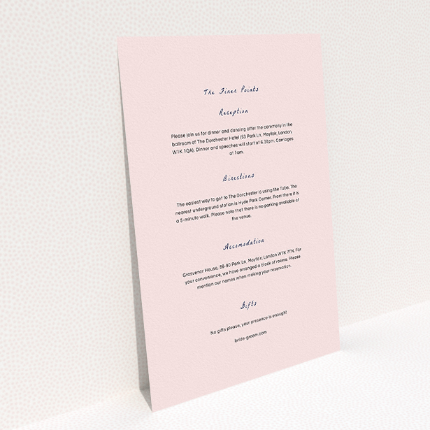 A wedding insert card called "My little daisy". It is an A5 card in a portrait orientation. "My little daisy" is available as a flat card, with mainly light pink colouring.