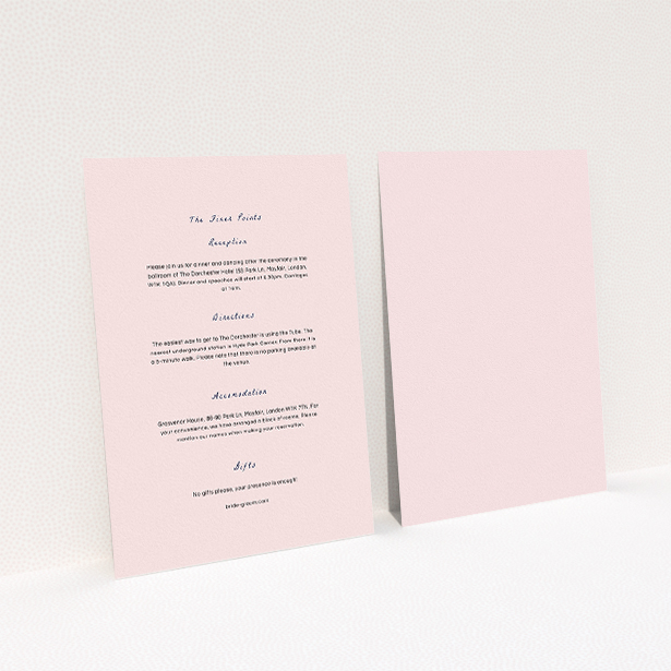A wedding insert card called "My little daisy". It is an A5 card in a portrait orientation. "My little daisy" is available as a flat card, with mainly light pink colouring.