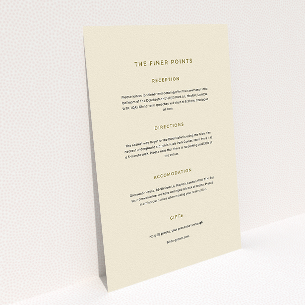 A wedding insert card called "My little penguin". It is an A5 card in a portrait orientation. "My little penguin" is available as a flat card, with mainly cream colouring.