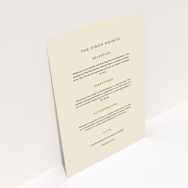 A wedding insert card called "My little penguin". It is an A5 card in a portrait orientation. "My little penguin" is available as a flat card, with mainly cream colouring.
