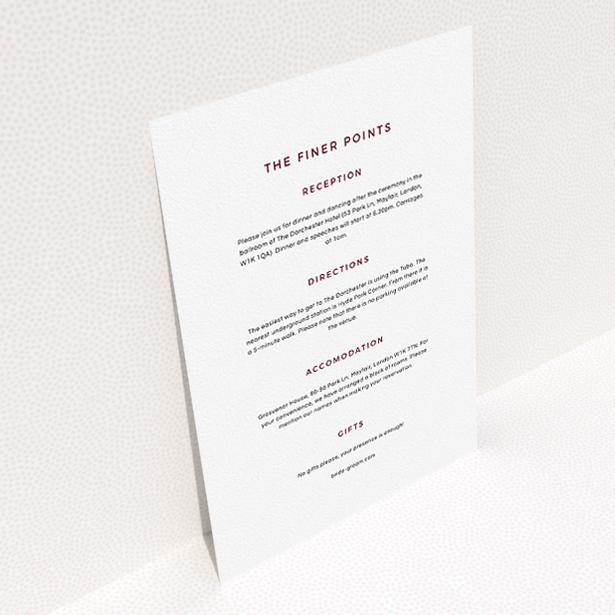 A wedding insert card template titled "My little penguin". It is an A5 card in a portrait orientation. "My little penguin" is available as a flat card, with mainly white colouring.