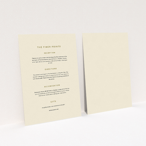 A wedding insert card called "My little penguin". It is an A5 card in a portrait orientation. "My little penguin" is available as a flat card, with mainly cream colouring.