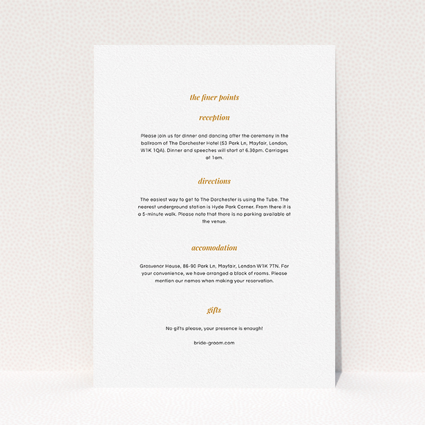 A wedding insert card named "Script switch". It is an A5 card in a portrait orientation. "Script switch" is available as a flat card, with mainly white colouring.