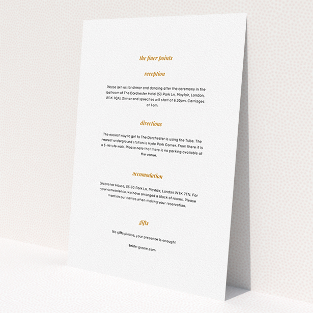 A wedding insert card named 'Script switch'. It is an A5 card in a portrait orientation. 'Script switch' is available as a flat card, with mainly white colouring.