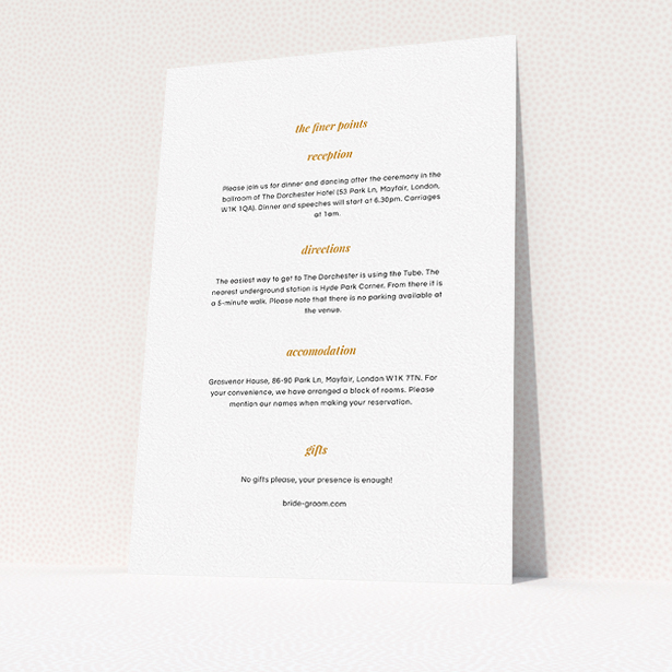 A wedding insert card named "Script switch". It is an A5 card in a portrait orientation. "Script switch" is available as a flat card, with mainly white colouring.