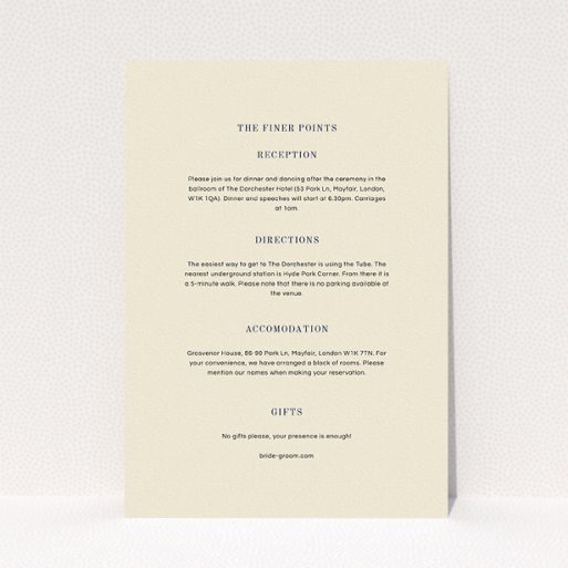 A wedding insert card design called "See you at the reception". It is an A5 card in a portrait orientation. "See you at the reception" is available as a flat card, with mainly cream colouring.