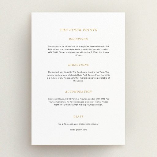 Wedding Information Insert Sheets - Simple Circle Border (Orange) A wedding insert card design titled "Simple circle border". It is an A5 card in a portrait orientation. "Simple circle border" is available as a flat card, with mainly white colouring.