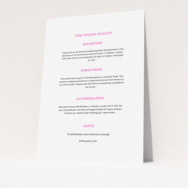 A wedding insert card template titled "Simple circle border". It is an A5 card in a portrait orientation. "Simple circle border" is available as a flat card, with mainly white colouring.