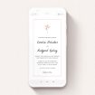 A wedding invitation for whatsapp design titled "My little daisy". It is a smartphone screen sized invite in a portrait orientation. "My little daisy" is available as a flat invite, with tones of white and pink.