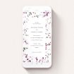 A wedding invitation for whatsapp design called "Purple Lupine". It is a smartphone screen sized invite in a portrait orientation. "Purple Lupine" is available as a flat invite, with tones of purple, pink and dark green.