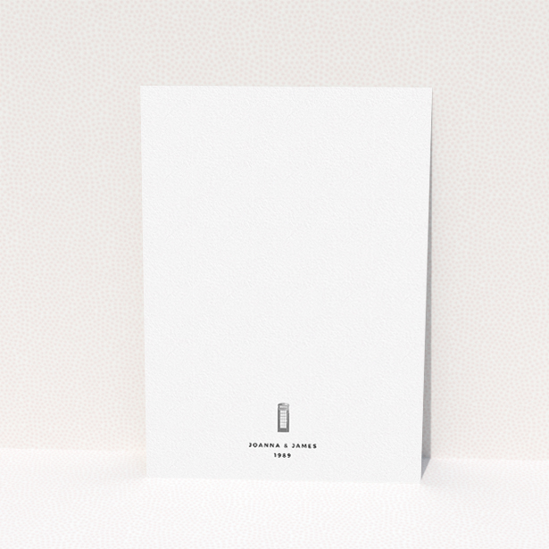 A wedding invite card template titled "Answer the phone". It is an A5 invite in a portrait orientation. "Answer the phone" is available as a flat invite, with tones of white and burgundy.