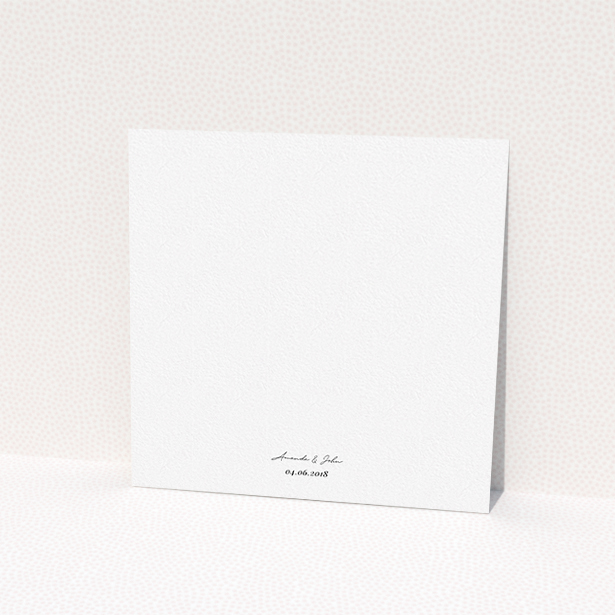 A wedding invite card called "From the Sunbed". It is a square (148mm x 148mm) invite in a square orientation. "From the Sunbed" is available as a flat invite, with tones of sky blue and green.