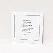 A wedding invite card called "Magic number". It is a square (148mm x 148mm) invite in a square orientation. It is a photographic wedding invite card with room for 3 photos. "Magic number" is available as a flat invite, with mainly white colouring.