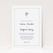 A wedding invite card named "My little daisy". It is an A5 invite in a portrait orientation. "My little daisy" is available as a flat invite, with tones of white and grey.