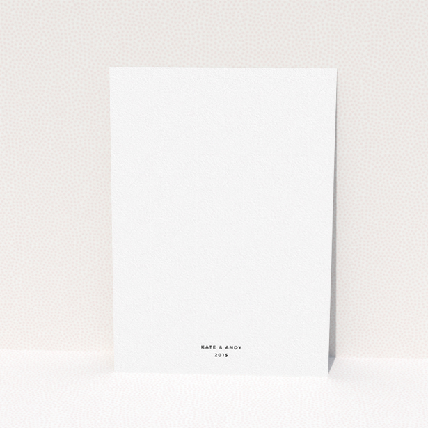 A wedding invite card named "Simple lines". It is an A5 invite in a portrait orientation. "Simple lines" is available as a flat invite, with mainly white colouring.