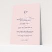 A wedding invite card design titled "Tradition in Pink". It is an A5 invite in a portrait orientation. "Tradition in Pink" is available as a flat invite, with mainly pink colouring.