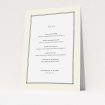 A wedding menu card template titled "Deco Cream". It is an A5 menu in a portrait orientation. "Deco Cream" is available as a flat menu, with mainly cream colouring.