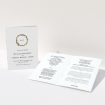 A wedding program named "Floral Monogram". It is an A5 booklet in a portrait orientation. "Floral Monogram" is available as a folded booklet booklet, with tones of white and Orange.