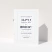 A wedding program template titled "Thick White Border Classic". It is an A5 booklet in a portrait orientation. "Thick White Border Classic" is available as a folded booklet booklet, with tones of blue and white.