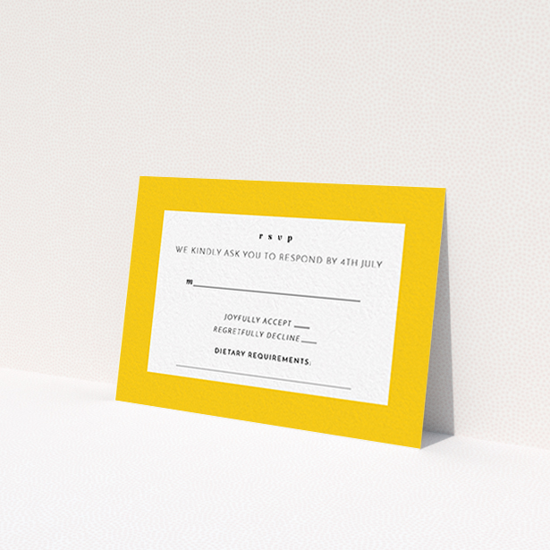 A wedding rsvp card design named "Pastel flower border". It is an A7 card in a landscape orientation. "Pastel flower border" is available as a flat card, with tones of yellow and white.