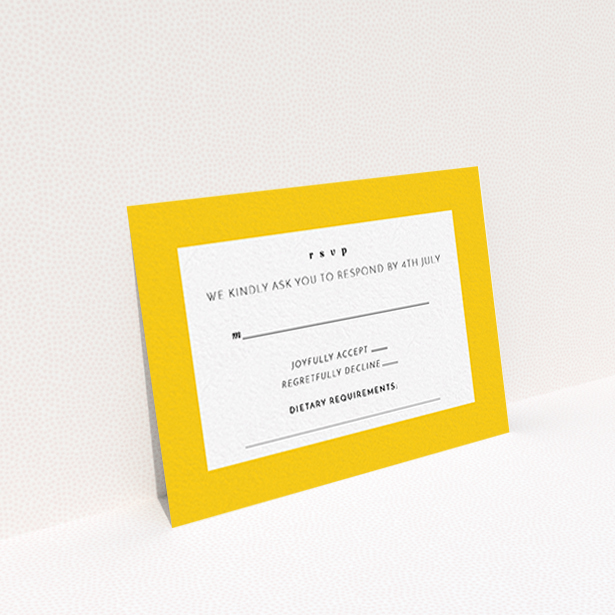 A wedding rsvp card design named "Pastel flower border". It is an A7 card in a landscape orientation. "Pastel flower border" is available as a flat card, with tones of yellow and white.