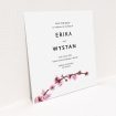 A wedding save the date called "A side of Blossom". It is a square (148mm x 148mm) save the date in a square orientation. "A side of Blossom" is available as a flat save the date, with tones of pink and brown.