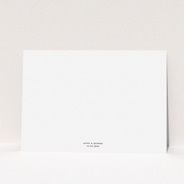A wedding save the date card named "Cheek by Jowl". It is an A5 card in a landscape orientation. It is a photographic wedding save the date card with room for 4 photos. "Cheek by Jowl" is available as a flat card, with mainly white colouring.