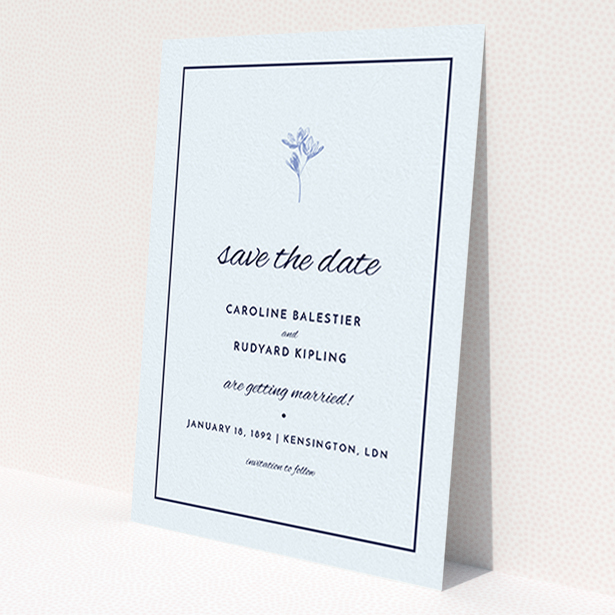 A wedding save the date card called 'My little daisy'. It is an A6 card in a portrait orientation. 'My little daisy' is available as a flat card, with mainly white colouring.