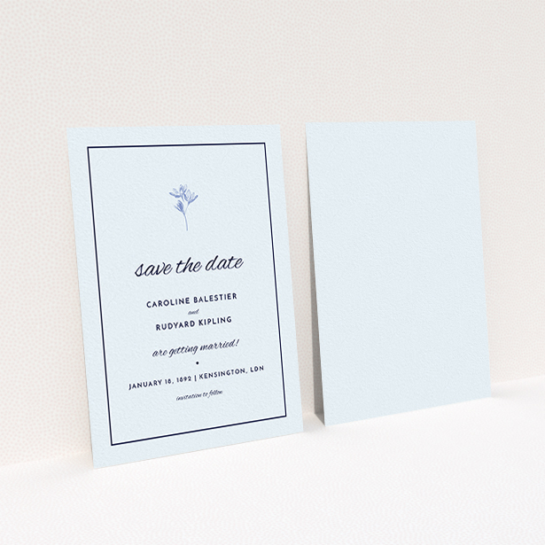 A wedding save the date card called "My little daisy". It is an A6 card in a portrait orientation. "My little daisy" is available as a flat card, with mainly white colouring.