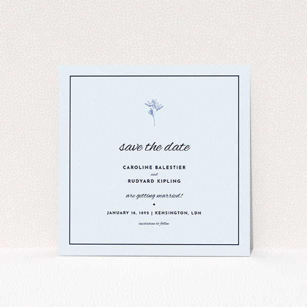A wedding save the date card named "My little daisy". It is a square (148mm x 148mm) card in a square orientation. "My little daisy" is available as a flat card, with mainly white colouring.