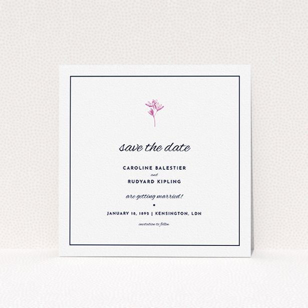 A wedding save the date card design named "My little daisy". It is a square (148mm x 148mm) card in a square orientation. "My little daisy" is available as a flat card, with mainly white colouring.
