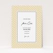 A wedding save the date named "Golden Lines". It is an A6 save the date in a portrait orientation. "Golden Lines" is available as a flat save the date, with tones of gold and white.