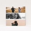 A wedding save the date design titled "Magic number". It is a square (148mm x 148mm) save the date in a square orientation. It is a photographic wedding save the date with room for 3 photos. "Magic number" is available as a flat save the date, with mainly white colouring.