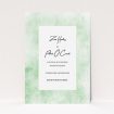 A wedding save the date design called "Rustic Green". It is an A6 save the date in a portrait orientation. "Rustic Green" is available as a flat save the date, with tones of green and white.
