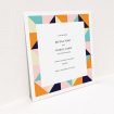 A wedding save the date named "Sloane Squares". It is a square (148mm x 148mm) save the date in a square orientation. "Sloane Squares" is available as a flat save the date, with mainly orange colouring.