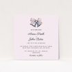 A wedding save the date design named "Wedding bells". It is a square (148mm x 148mm) save the date in a square orientation. "Wedding bells" is available as a flat save the date, with mainly white colouring.