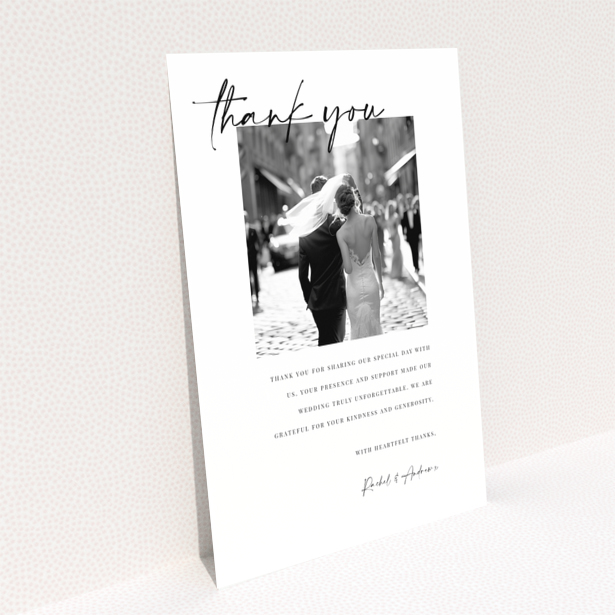 Wedding thank you card design reverse side with blank white space – Portrait design