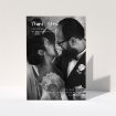A wedding thank you card design named "Front Cover". It is an A5 card in a portrait orientation. It is a photographic wedding thank you card with room for 1 photo. "Front Cover" is available as a folded card, with mainly white colouring.