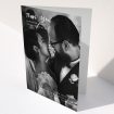 A wedding thank you card design named "Front Cover". It is an A5 card in a portrait orientation. It is a photographic wedding thank you card with room for 1 photo. "Front Cover" is available as a folded card, with mainly white colouring.