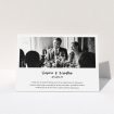 A wedding thank you card called "Printed Thank You Message". It is an A5 card in a landscape orientation. It is a photographic wedding thank you card with room for 1 photo. "Printed Thank You Message" is available as a folded card, with mainly white colouring.