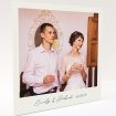 A wedding thank you card called "Snapshot". It is a square (148mm x 148mm) card in a square orientation. It is a photographic wedding thank you card with room for 1 photo. "Snapshot" is available as a folded card, with tones of white and Navy blue.