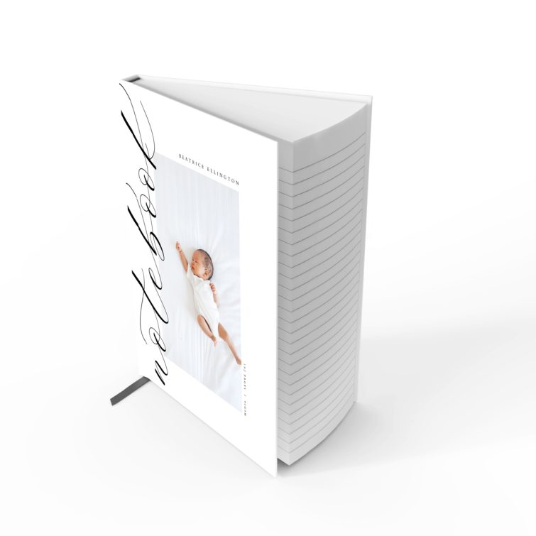 Portrait notebook cover design with elegant typography, featuring one photo, ideal for personalised gifts from UK-based Utterly Printable.