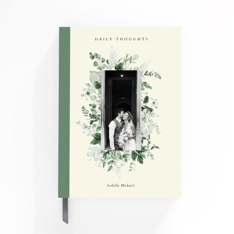 Floral themed personalised notebooks with one photo on the cover design by Utterly Printable.