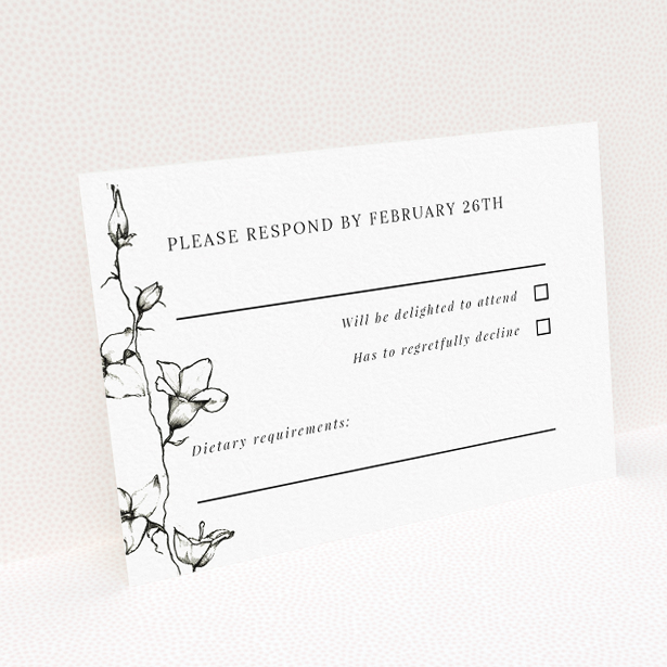 Whispering Vines RSVP card, part of the Utterly Printable wedding stationery suite. This is a view of the back