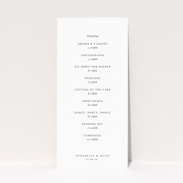 Whispering Vines wedding menu template showcasing understated elegance and contemporary minimalism with delicate vine illustrations in a monochromatic palette This is a view of the back