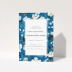Utterly Printable White Flower Blues Wedding Order of Service A5 Booklet Template. This is a view of the front